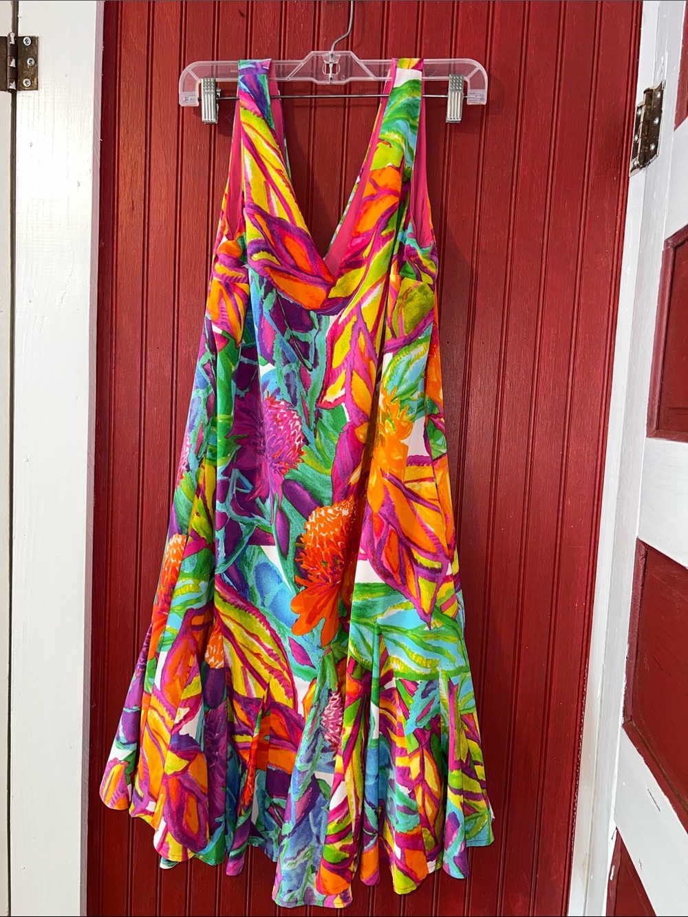 Lauren Ralph Lauren Multicolor Tropical V-Neck Mini Dress